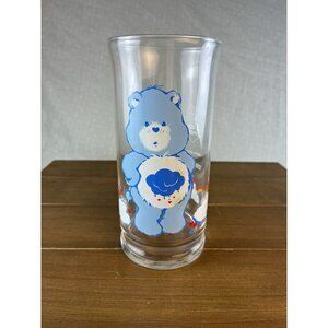 Vintage 1983 Pizza Hut Collectors Series Care Bear Grumpy Bear Glass Tumbler 6"